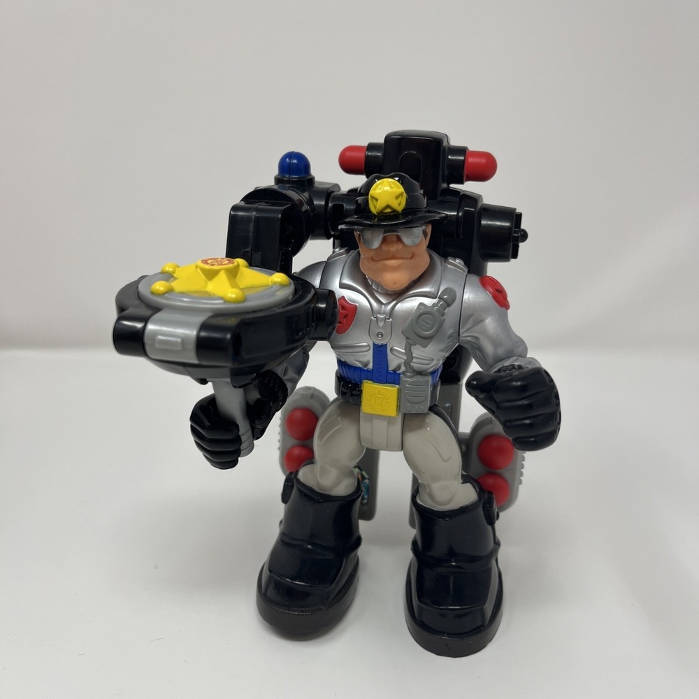 Fisher Price 2001 Rescue Heroes Night Patrol Willy Stop Figure and Backpack 6"